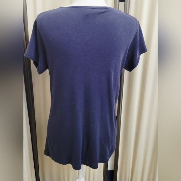 Cute Navy Blue Dog Graphic T-Shirt w/Rhinestone Collar | Size XL - Picture 3 of 7